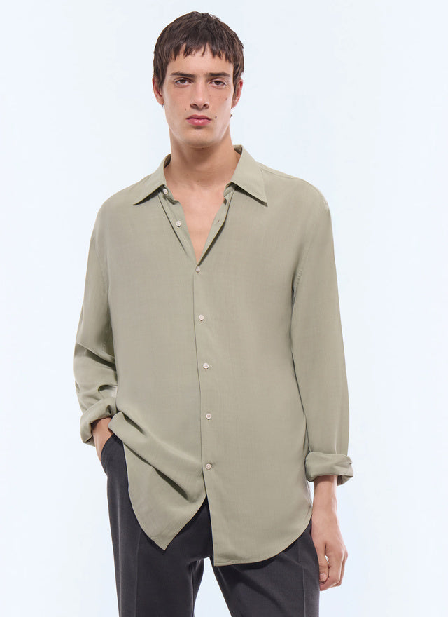 Chemise col hirondelle en viscose Vert sauge
