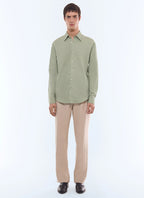 Chemise col hirondelle en coton et lin Vert sauge