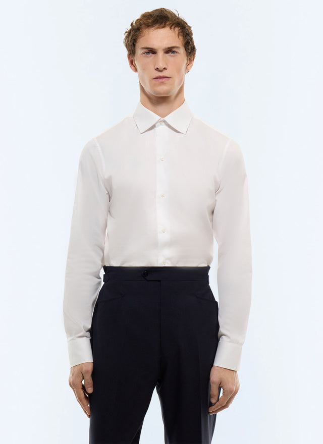 Chemise col courbe en twill de coton Blanc