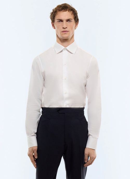 Chemise col courbe en twill de coton Blanc