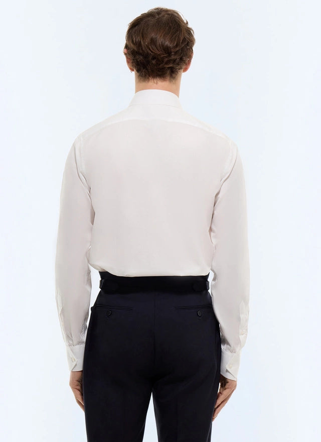 Chemise col courbe en twill de coton Blanc