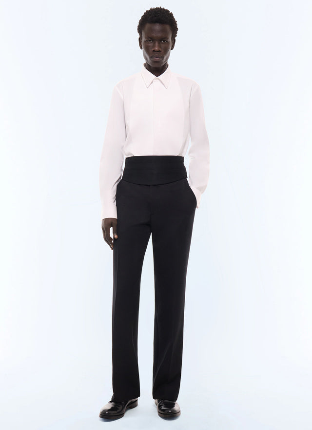 Chemise plastron nid d'abeille en coton Blanc
