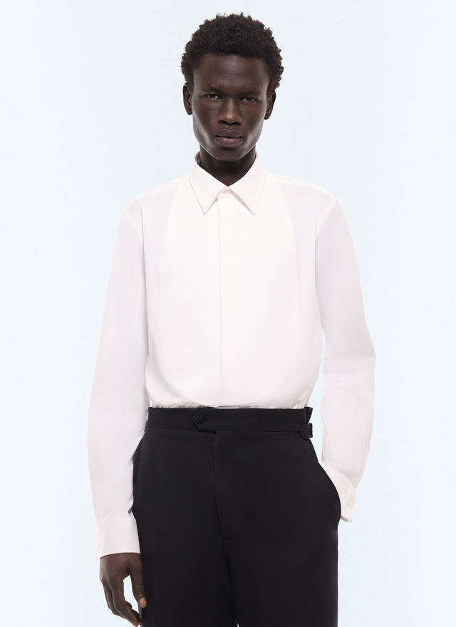 Chemise plastron nid d'abeille en coton Blanc