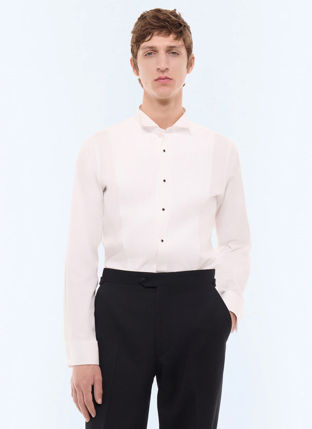 Chemise col cassé en twill de coton BLANC