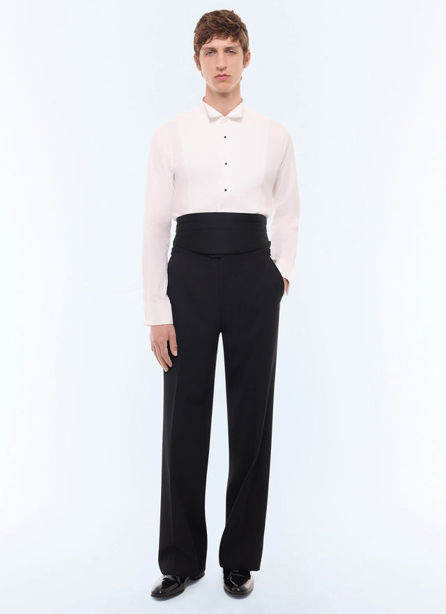 Chemise col cassé en twill de coton BLANC