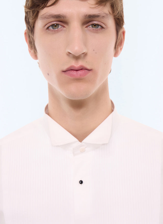 Chemise col cassé en twill de coton BLANC