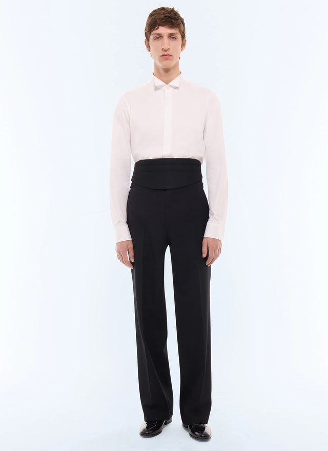 Chemise col cassé en twill de coton BLANC