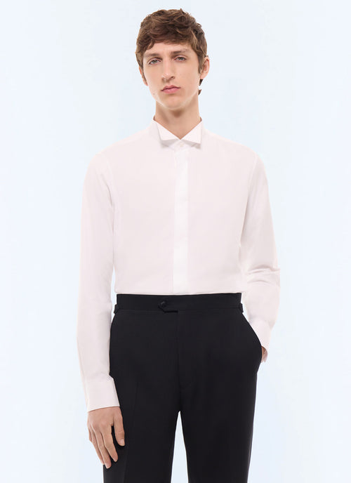 Chemise col cassé en twill de coton BLANC