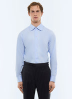 Chemise col courbé en popeline de coton Bleu ciel