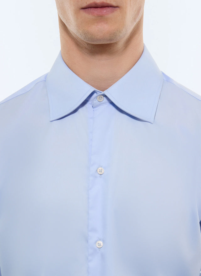 Chemise col courbé en popeline de coton Bleu ciel