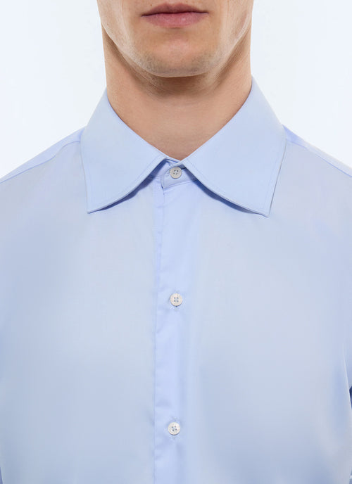 Chemise col courbé en popeline de coton Bleu ciel
