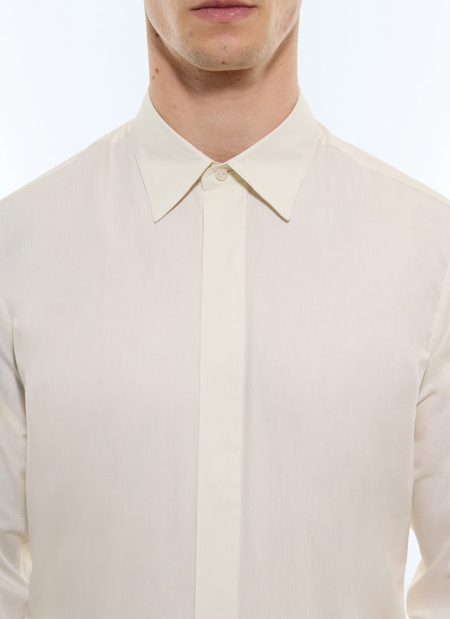 Chemise gorge cachée en popeline Ivoire