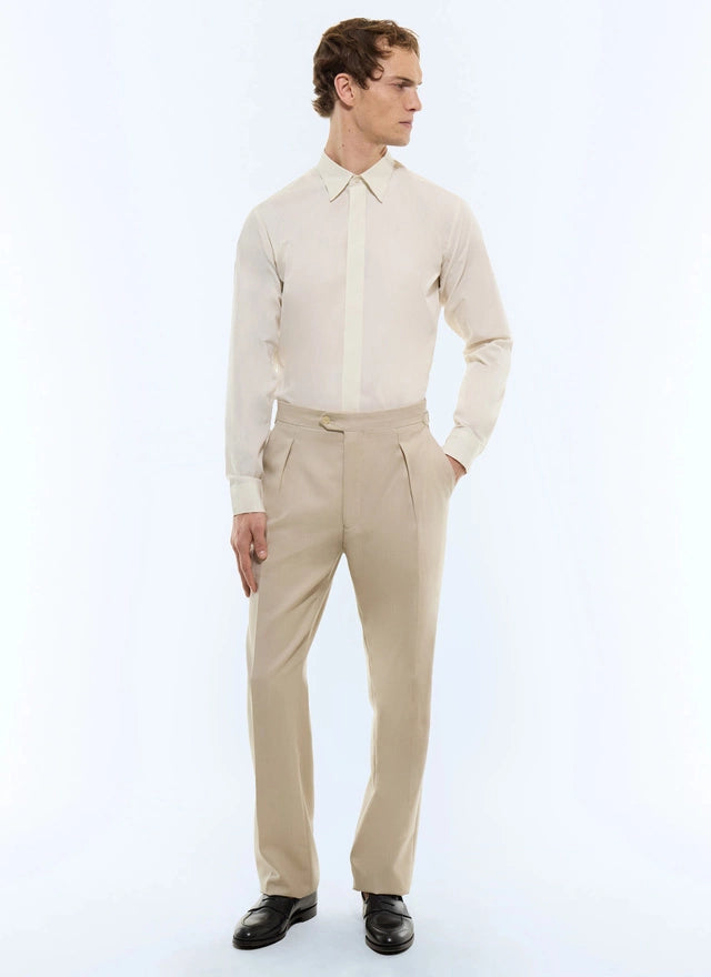 Chemise gorge cachée en popeline Ivoire