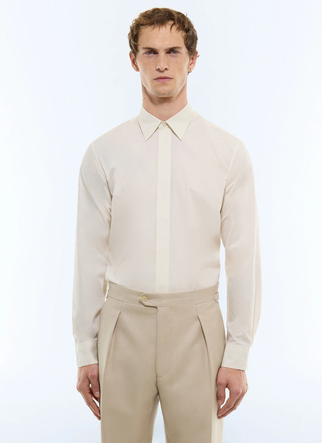 Chemise gorge cachée en popeline Ivoire