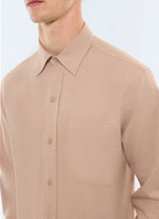 Chemise en flanelle de coton - cachemire Camel