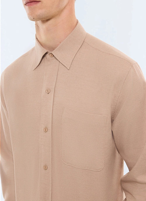Chemise en flanelle de coton - cachemire Camel