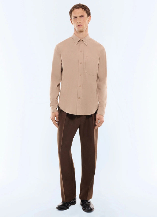Chemise en flanelle de coton - cachemire Camel