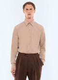 Chemise en flanelle de coton - cachemire Camel