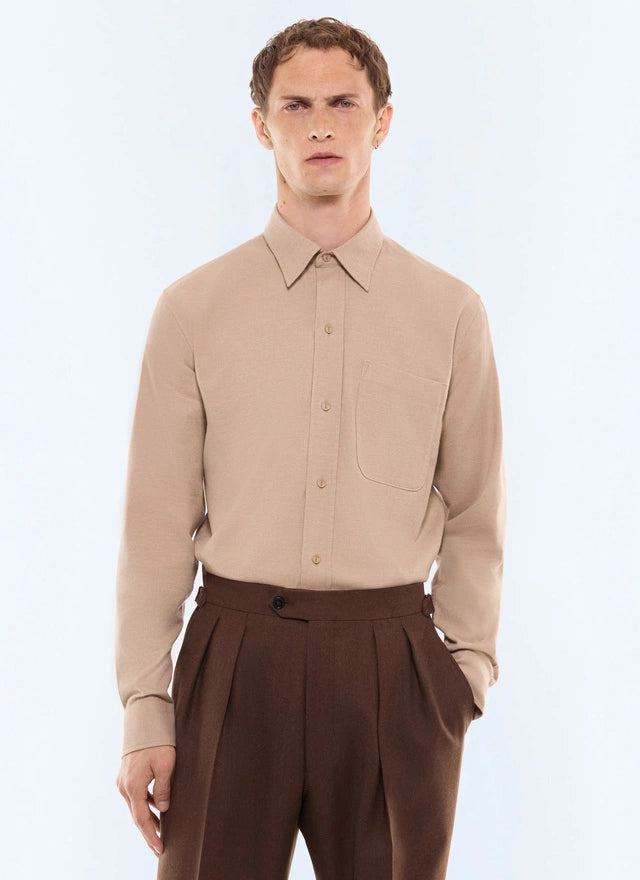 Chemise en flanelle de coton - cachemire Camel