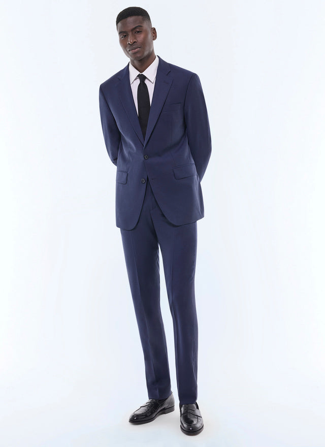 Costume ajusté en toile de laine Bleu carbone faux-uni