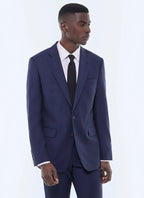 Costume ajusté en toile de laine Bleu carbone faux-uni