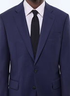 Costume ajusté en toile de laine Bleu carbone faux-uni