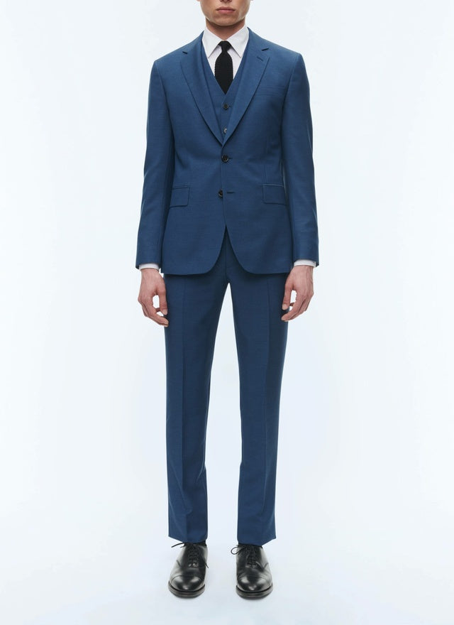 Costume 3 pièces bleu en serge de laine Bleu saphir