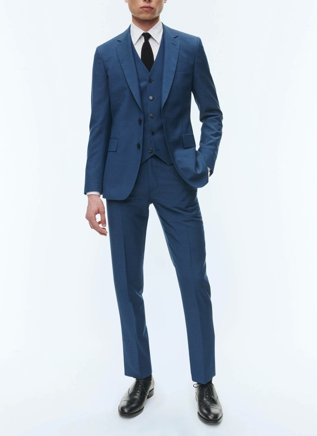 Costume 3 pièces bleu en serge de laine Bleu saphir