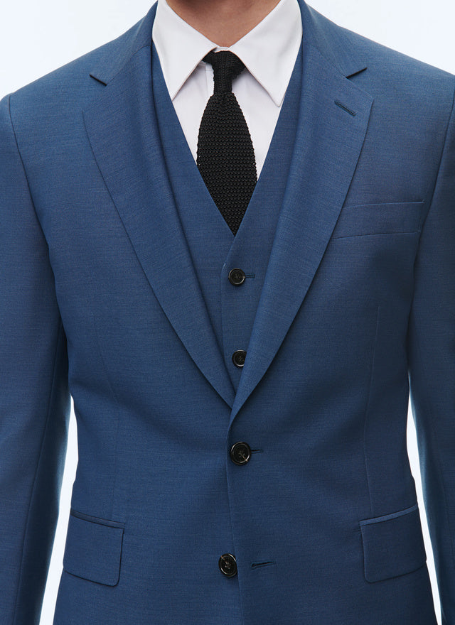 Costume 3 pièces bleu en serge de laine Bleu saphir