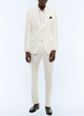 Costume ajusté en coton et lin Blanc