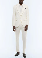 Costume ajusté en coton et lin Blanc