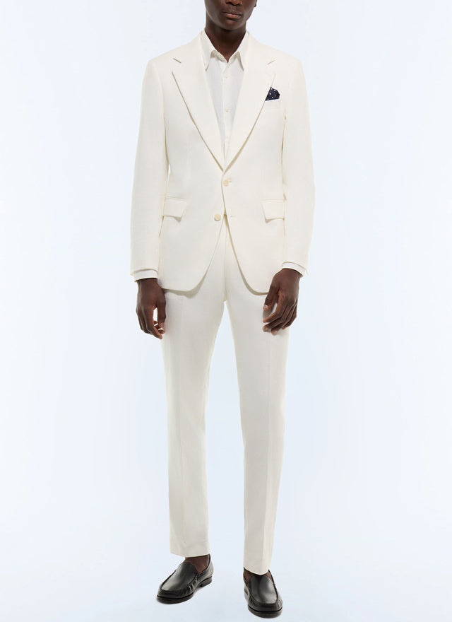 Costume ajusté en coton et lin Blanc