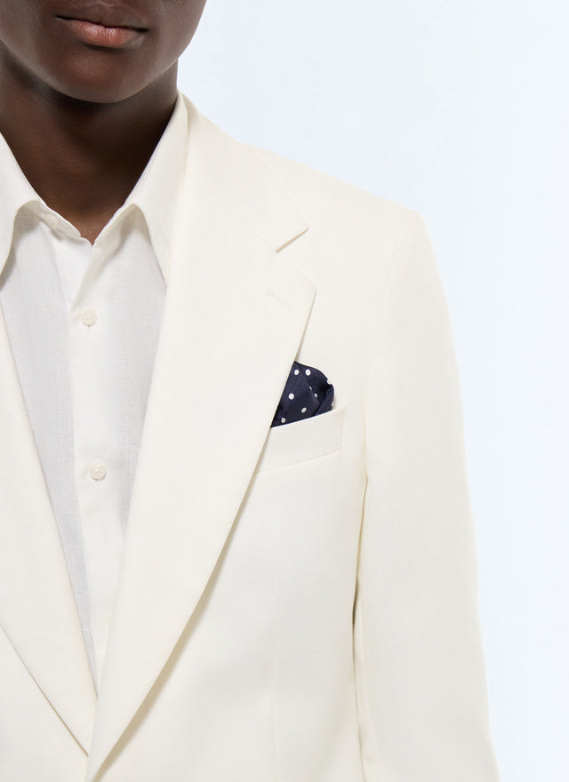 Costume ajusté en coton et lin Blanc
