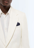 Costume ajusté en coton et lin Blanc