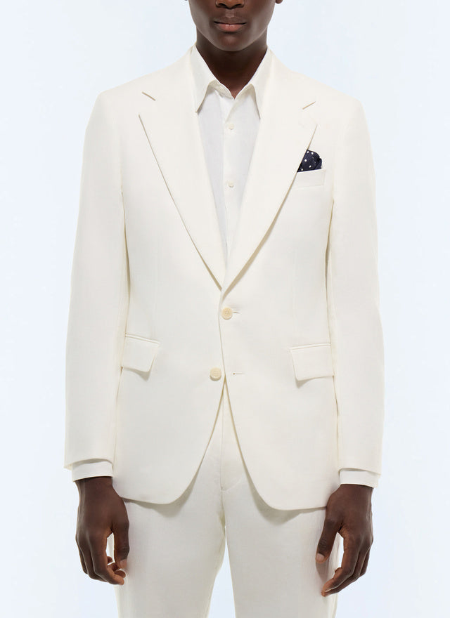 Costume ajusté en coton et lin Blanc