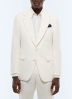 Costume ajusté en coton et lin Blanc