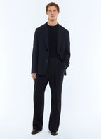 Costume en seersucker de laine Bleu marine