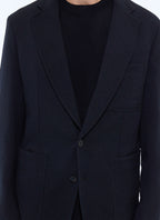 Costume en seersucker de laine Bleu marine
