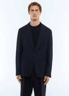 Costume en seersucker de laine Bleu marine