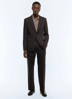 Costume en toile de lin et laine Marron