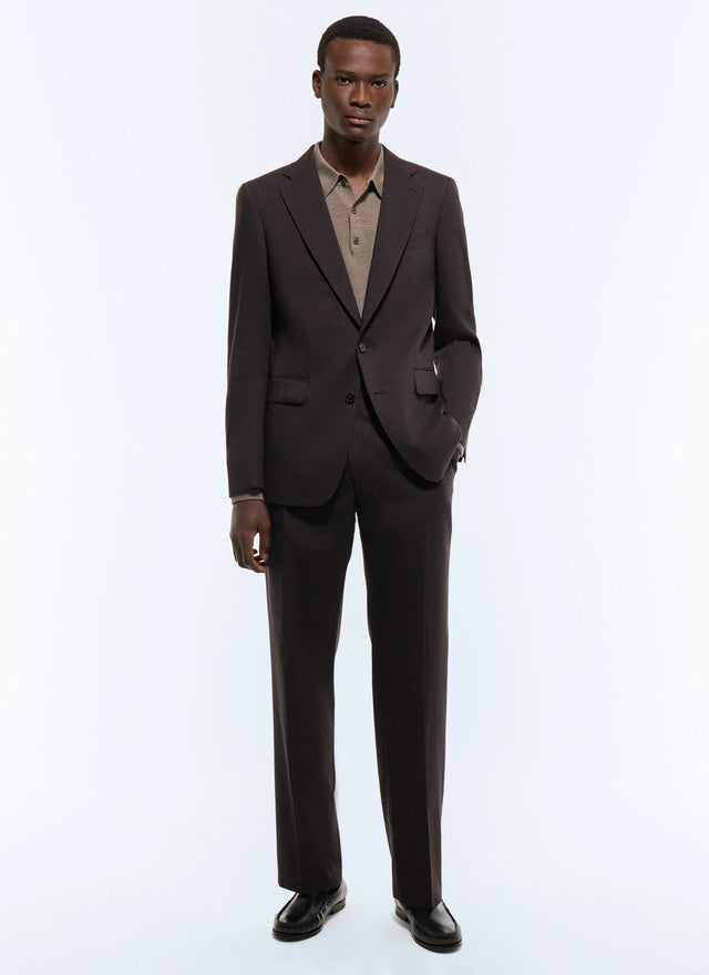 Costume en toile de lin et laine Marron