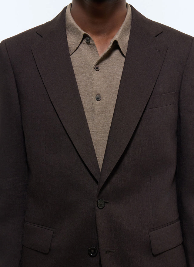 Costume en toile de lin et laine Marron