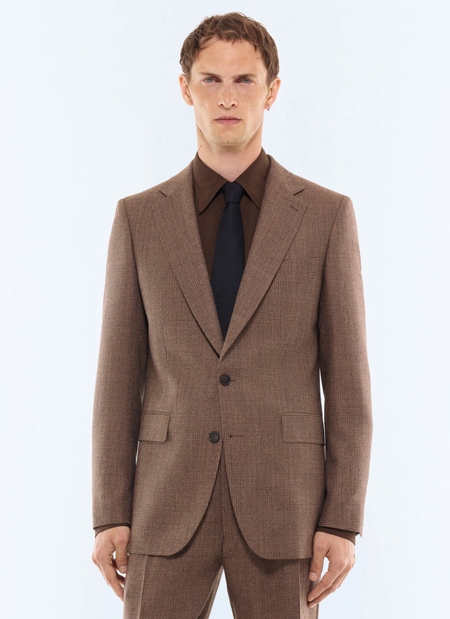 Costume en laine à micro-motif Mocha