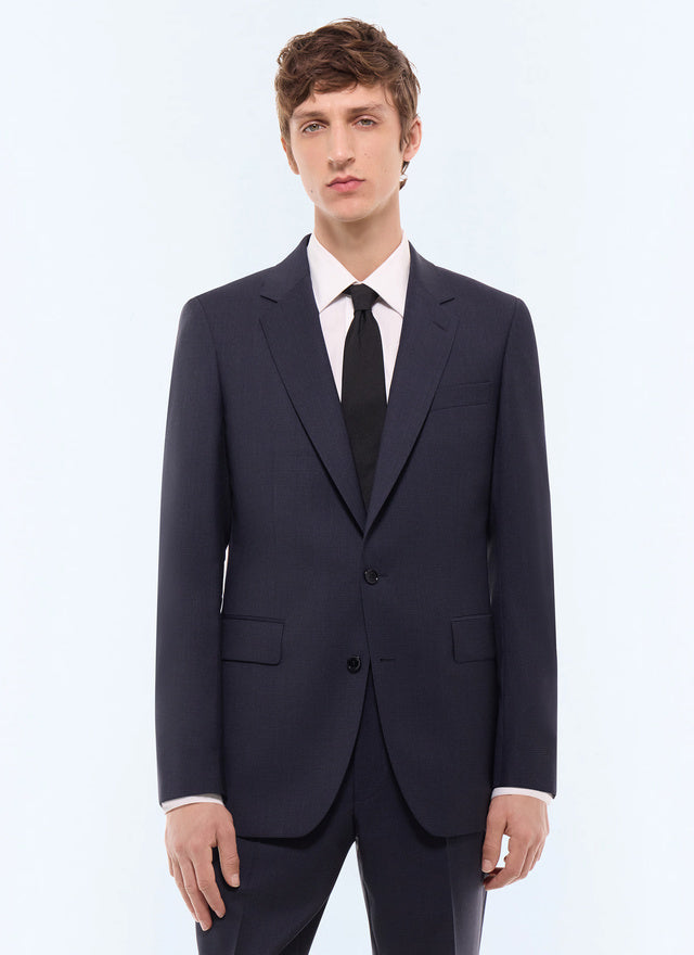 Costume en laine à micro-carreaux Navy