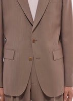 Costume à carreaux en laine et mohair Taupe - Motif carreaux