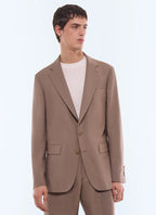 Costume à carreaux en laine et mohair Taupe - Motif carreaux