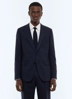 Costume ajusté en laine à carreaux Bleu marine - Grands carreaux discrets