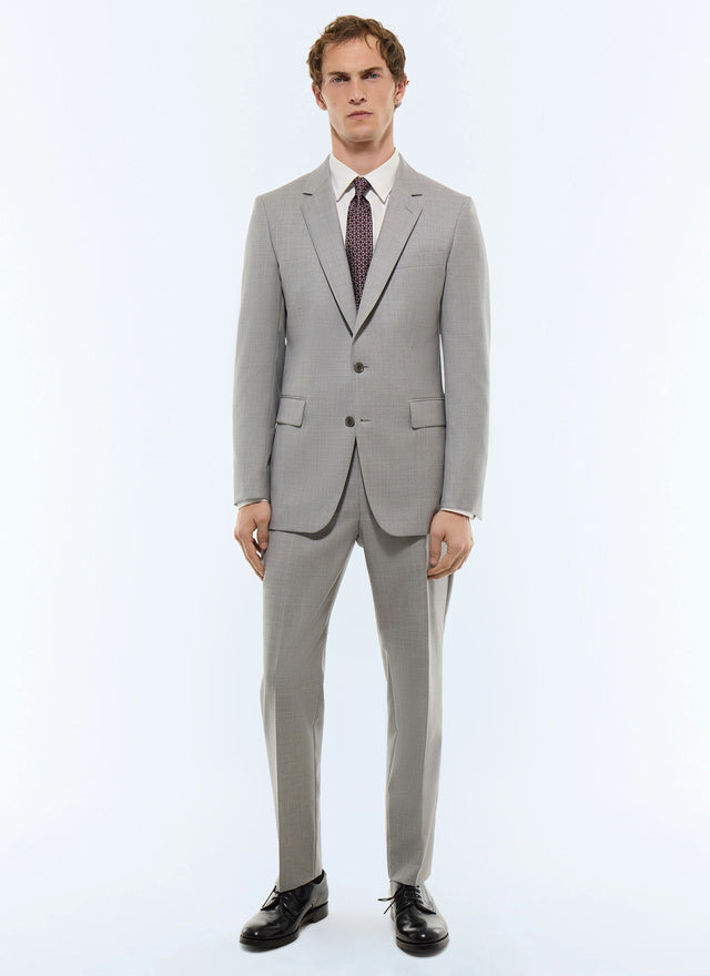 Costume ajusté twill de laine fil à fil Gris clair - Effet chiné