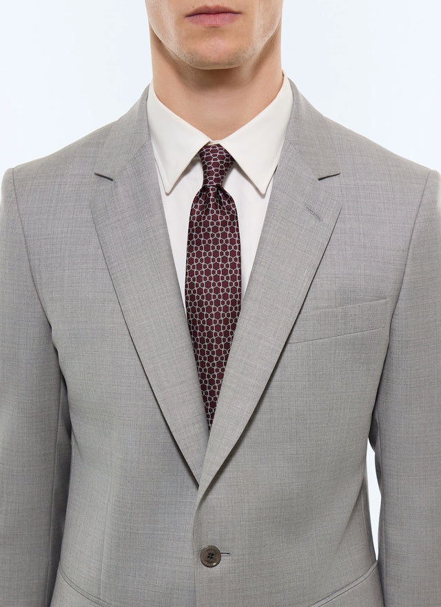 Costume ajusté twill de laine fil à fil Gris clair - Effet chiné