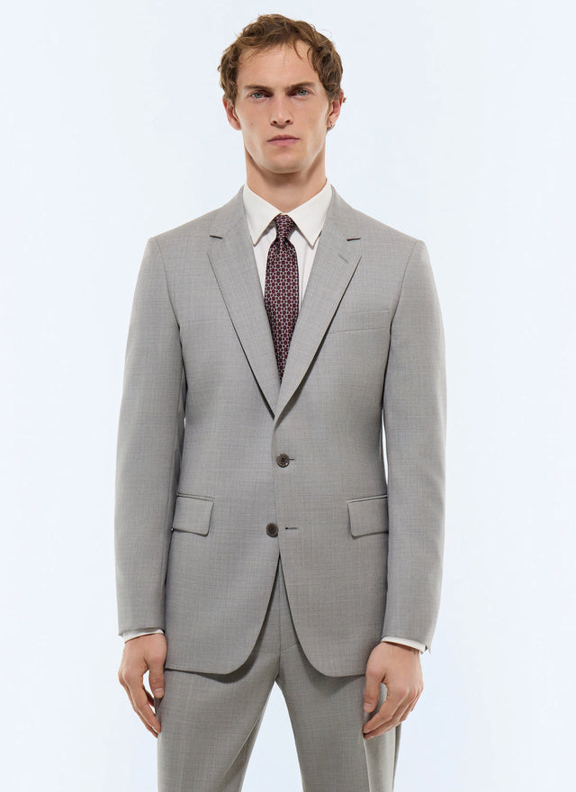 Costume ajusté twill de laine fil à fil Gris clair - Effet chiné